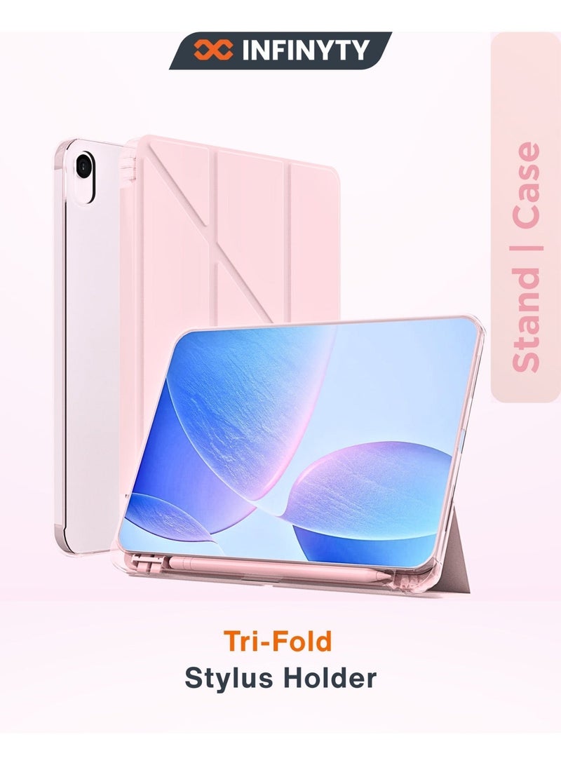 INFINYTY iPad 11th Gen 11" A16 (2025)/ iPad 10th Gen. 10.9" Case – SmartRap Pink, Convertible Tri-Fold Stand, Multi-Angle View, Magnetic Flap, Stylus Holder, Clear Back, Shockproof, Auto Sleep/Wake, Inner Microfiber Lining for Scratch-Free Screen - Image 1